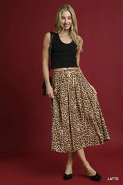 Umgee Drawstring Leopard Midi Skirt | Daverri Fashions