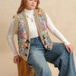 Plus Size Printed Sherpa Vest Coat - DAVERRI FASHIONS