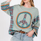 SAGE + FIG Peace Applique Patch Contrast Plaid Top Autumn Sage