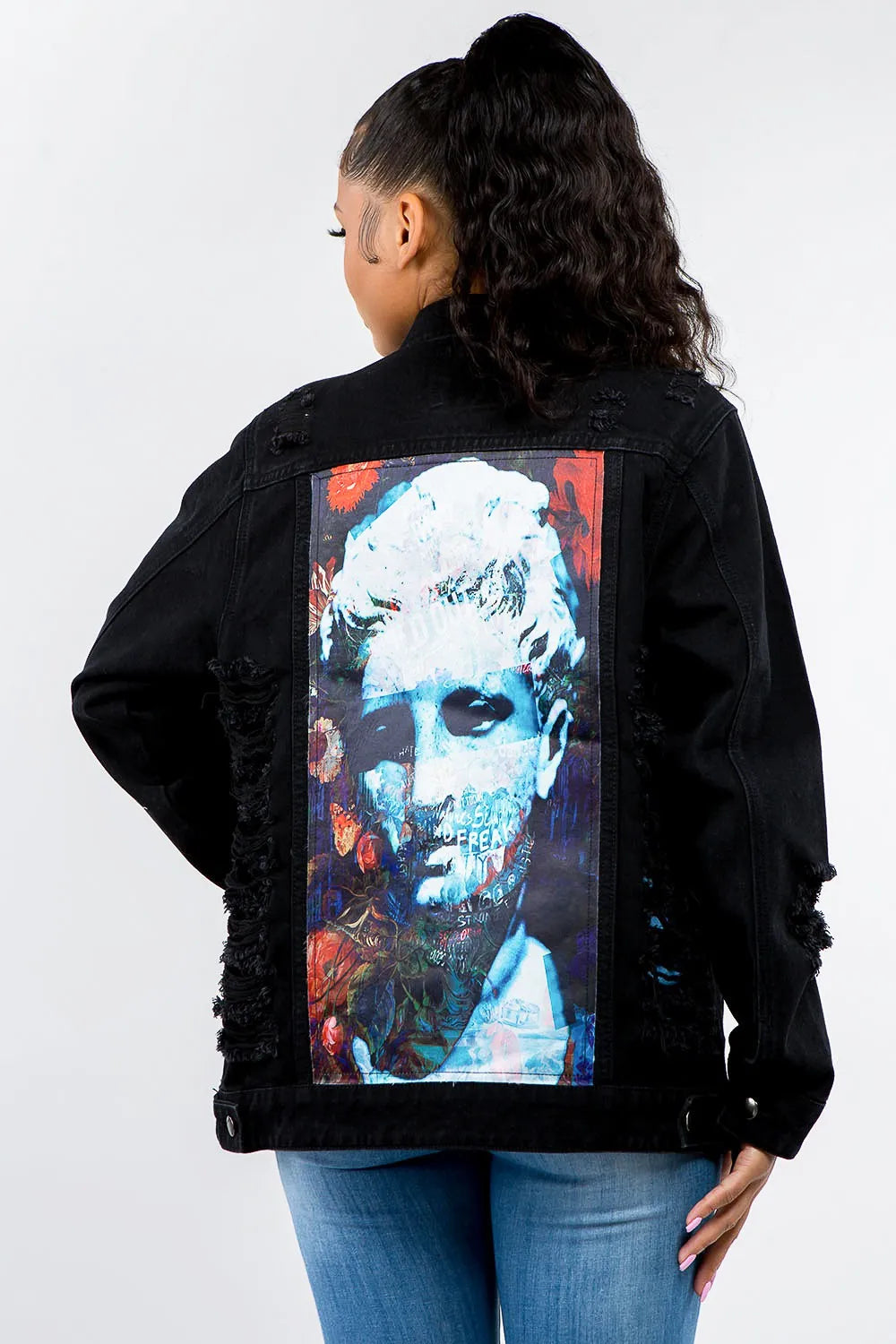 American Bazi Full Size Button Up Distressed Denim Jacket | Daverri Fashions