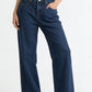 Daverri high-waisted wide-leg dark blue denim jeans