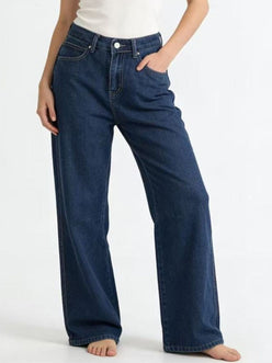 Daverri high-waisted wide-leg dark blue denim jeans