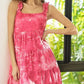 BiBi vibrant pink tie-dye tiered rib knit dress with ruffles