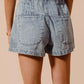 SO ME Flared Denim Shorts with Elasticized Waist - DAVERRI FASHIONS