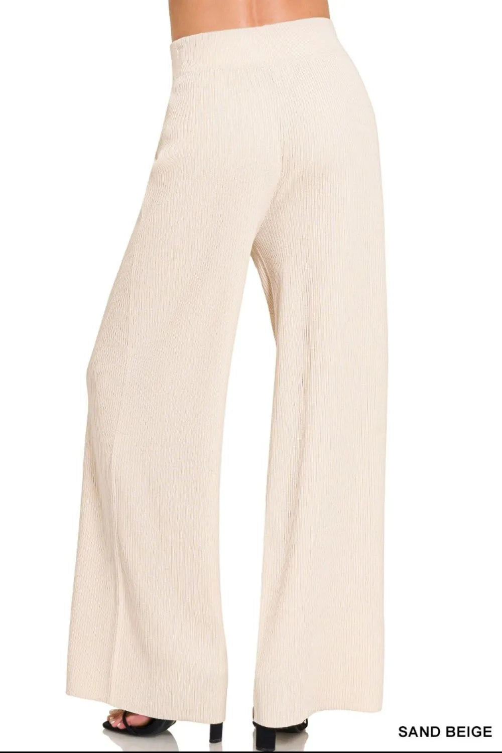 Zenana Viscose Ribbed Sweater Pants Pants