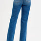 RISEN Full Size Tummy Control High Rise Straight Distressed Jeans Plus Size - DAVERRI FASHIONS