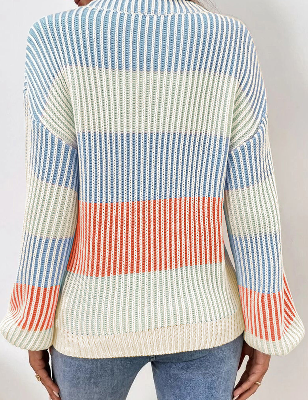 Colorblock Textured Knit Bubble Sleeve Sweater | Sweaters Daverri Fashions
