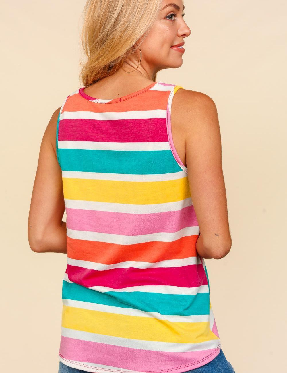 Haptics Round Neck Striped Knit Tank Shirts & Tops