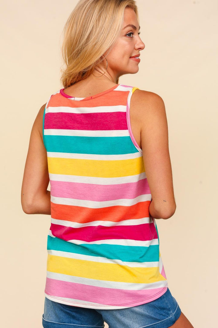 Haptics Round Neck Striped Knit Tank Shirts & Tops