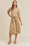 MABLE Short Sleeve Top and Button Down Midi Skirt Set - DAVERRI FASHIONS
