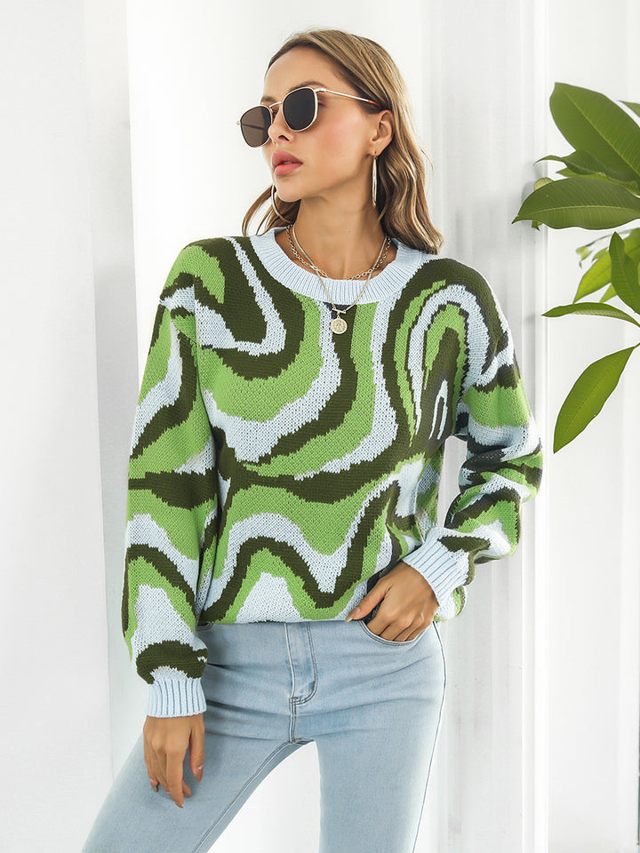 Round Neck Dropped Shoulder Sweater | Sweaters Daverri Fashions
