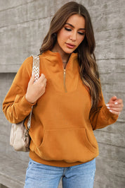 Quarter Zip Dropped Shoulder Sweatshirt | Sweatshirts Daverri Fashions