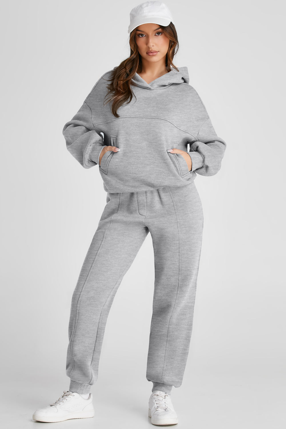 Dropped Shoulder Long Sleeve Hoodie and Pants Active Set Outfit Sets