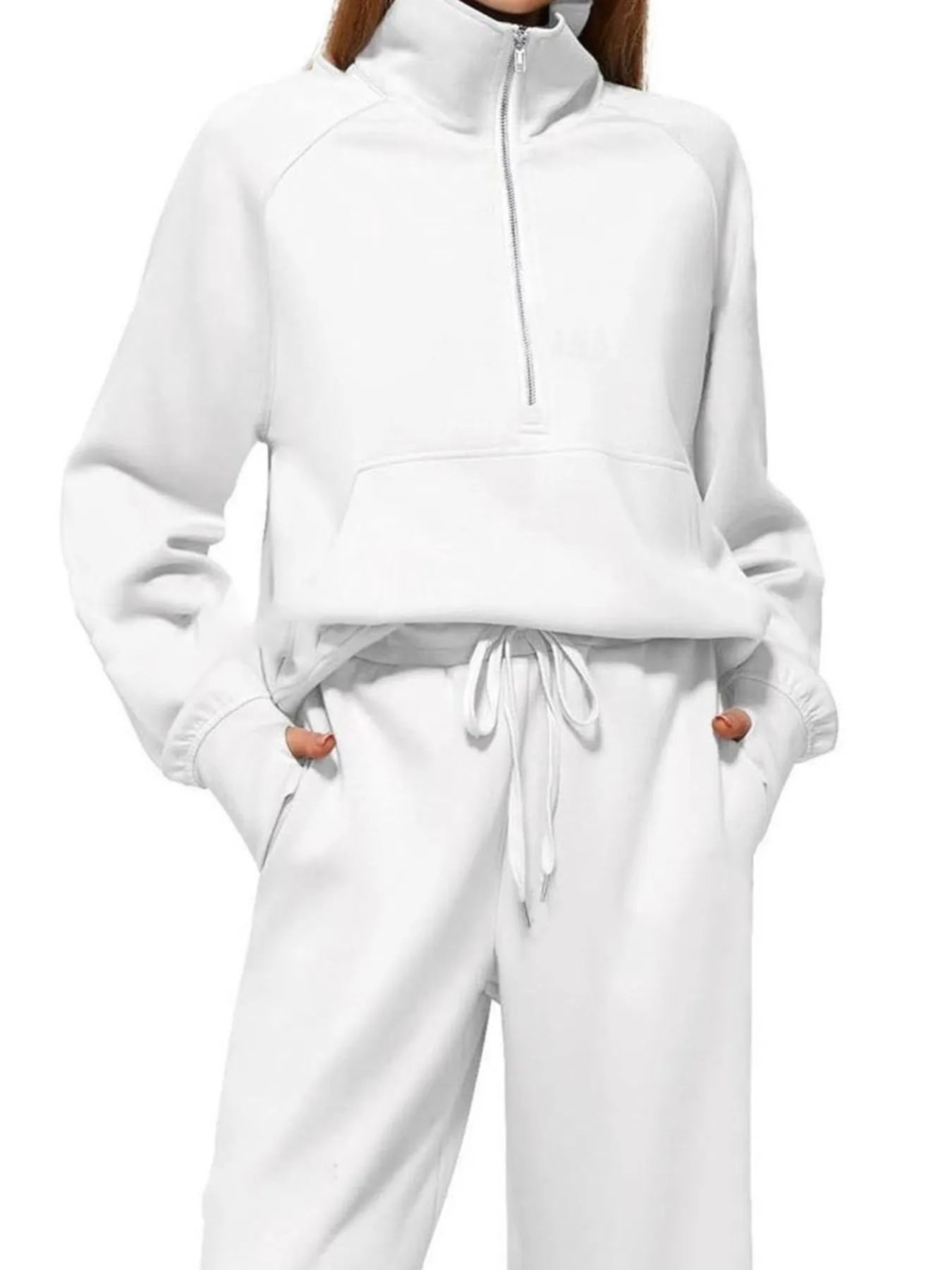 Half Zip Long Sleeve Top and Pants Set | Loungewear Sets Daverri Fashions