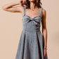 SO ME Mineral Washed Bow Ribbon Denim Flare Dress DENIM Mini Dresses