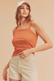 Aemi + Co Square Neck Wide Strap Tank | Daverri Fashions