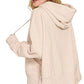 Zenana Oversized Fleece Kangaroo Pocket Hoodie Beige - DAVERRI FASHIONS
