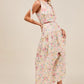 SO ME Floral Printed Woven Shoulder Bow Tie Top and Skirt Set Outfit Sets