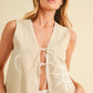 Aemi+Co Embroidered Tied Front Vest Coat