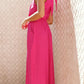 Vibrant fuchsia cutout halter-neck wide-leg jumpsuit with back tie and pockets
