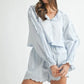 MABLE Long Sleeve Scallop Blouse and Shorts Set Outfit Sets