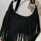 Suede Fringe Adjustable Strap Shoulder Bag - DAVERRI FASHIONS