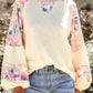 Printed Round Neck Balloon Sleeve Sweatshirt - DAVERRI FASHIONS