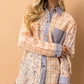 And The Why Floral and Plaid Color Block Shirts with Pocket