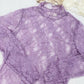 Jade by Jane floral print long sleeve lace mesh top in lavender