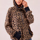 BiBi Leopard Print Waffle Half Zip Up Hoodie W Pocket - DAVERRI FASHIONS