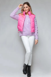 Snobbish Zip Up Turtleneck Shiny Quilted Vest | Vest Jackets Daverri Fashions