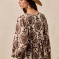 BiBi Printed Woven Front Tied Blouse with Baloon Sleeve - DAVERRI FASHIONS