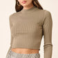 Mittoshop Mock Neck Long Sleeve Crop Knit Top - DAVERRI FASHIONS