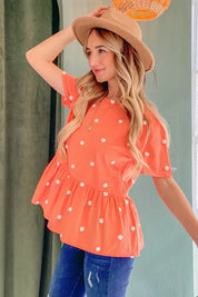 And The Why Pom Pom Polka Dots Short Sleeve Top | Tops Daverri Fashions