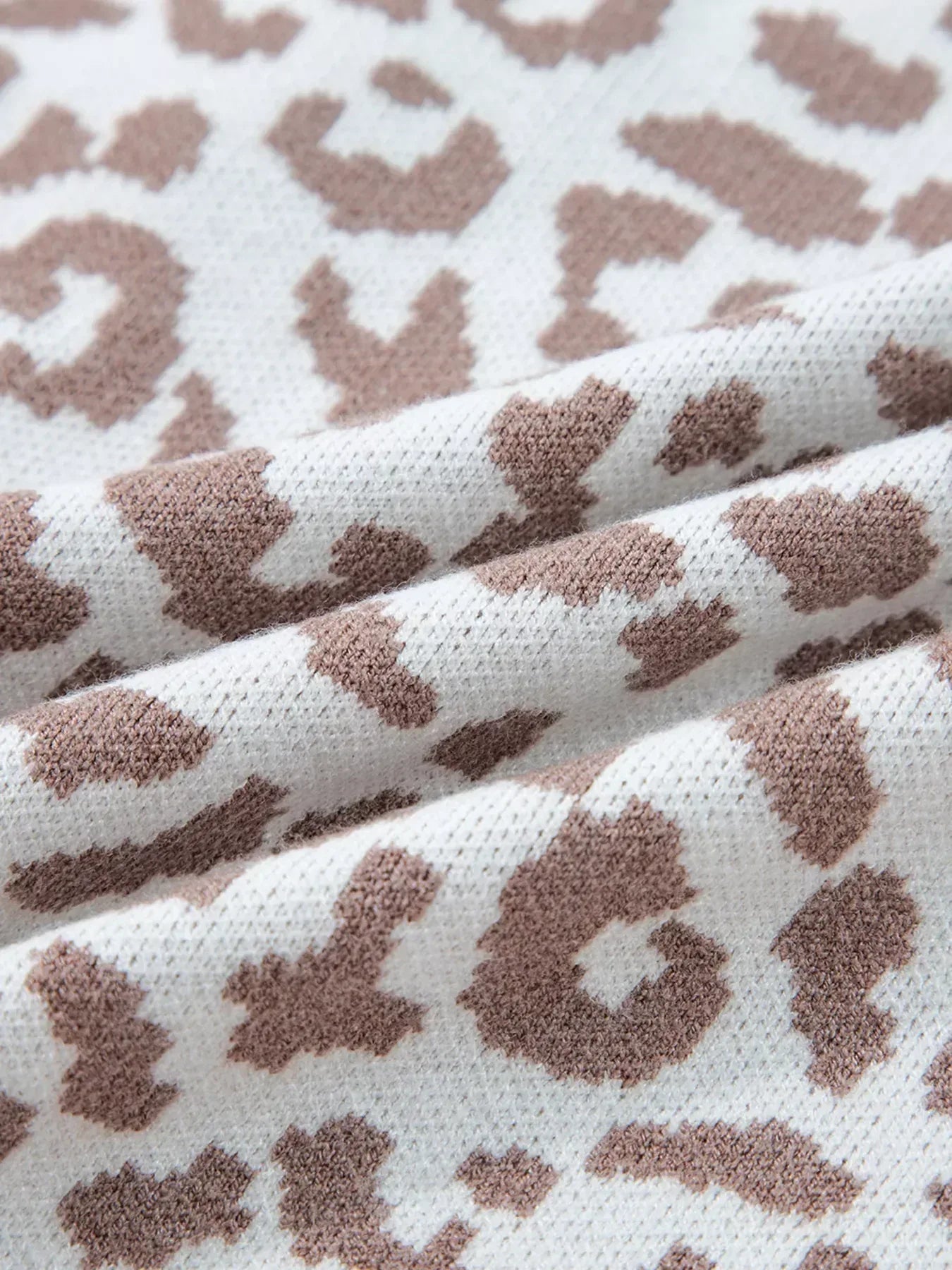 Leopard Drop Shoulder Chunky Knitted Cardigan - DAVERRI FASHIONS