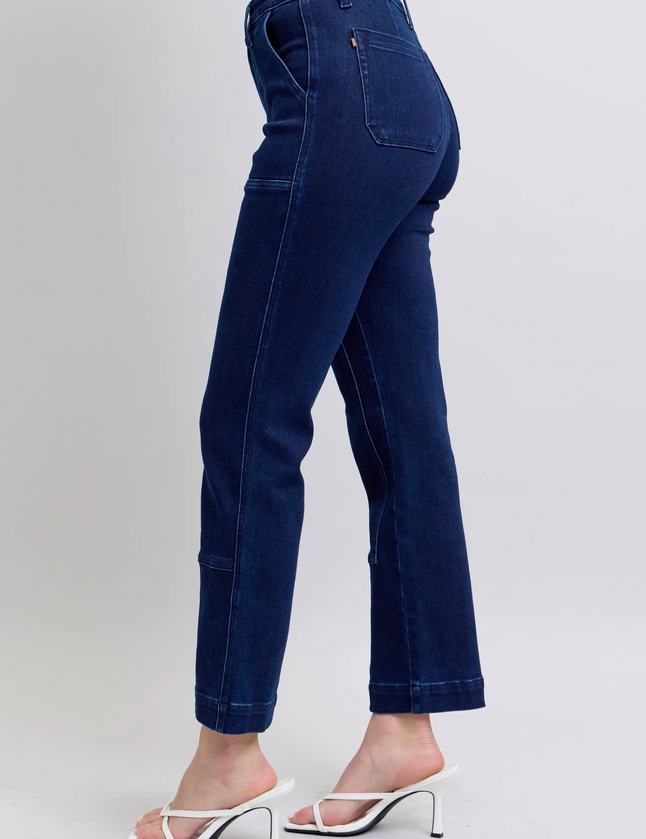Judy Blue Full Size Hw Work Wear Knee Patch Straight Jeans Plus Size | Jeans Daverri Fashions