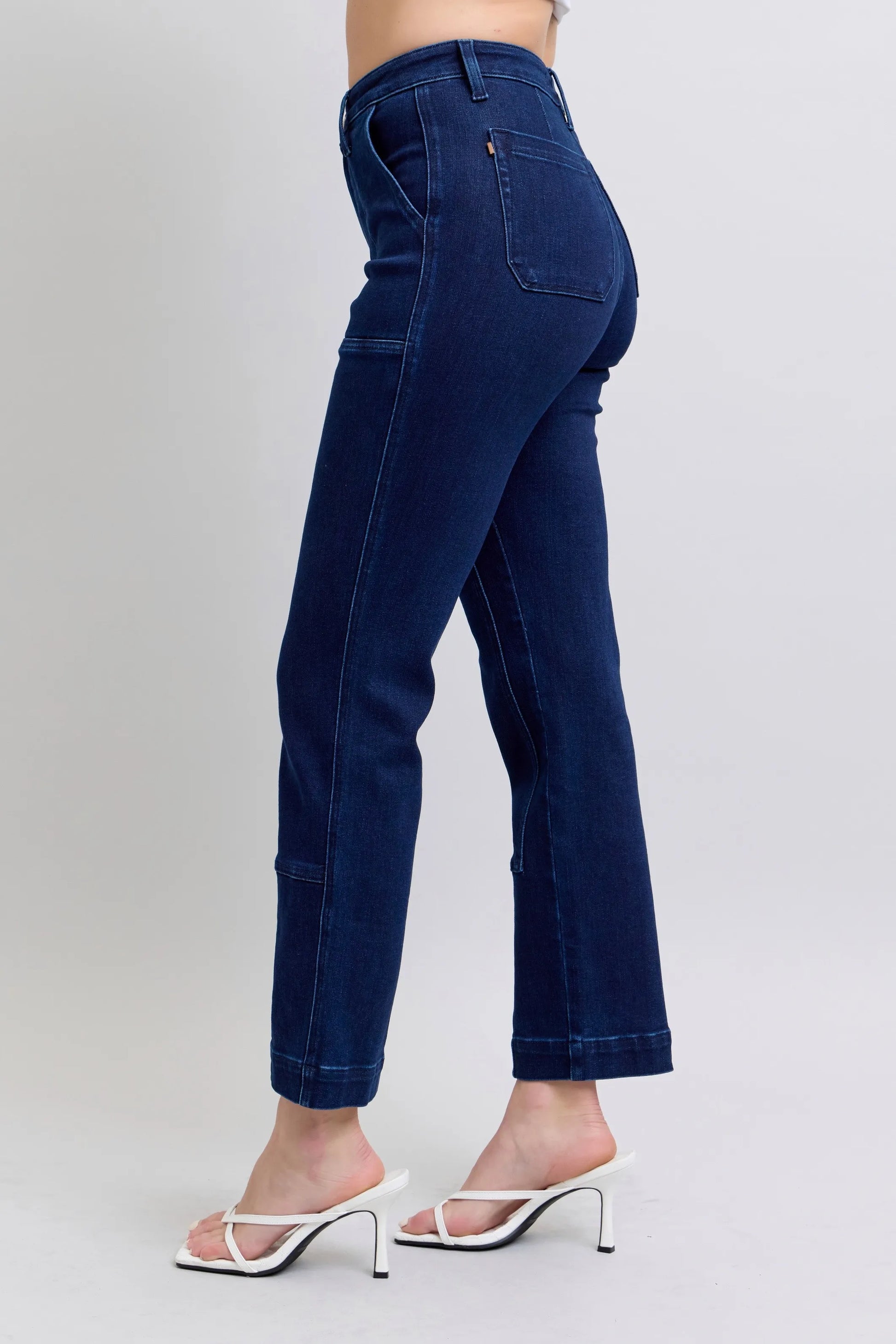 Judy Blue Full Size Hw Work Wear Knee Patch Straight Jeans Plus Size Jeans