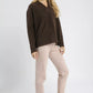 Umgee V-Neck Sweater with Wide Trim Detail - DAVERRI FASHIONS