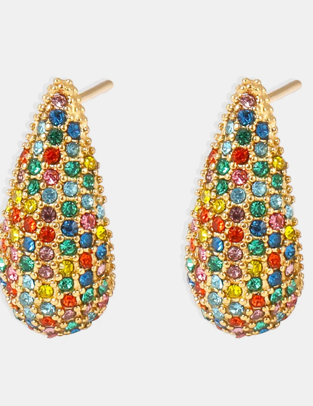 Multicolor( gold) One Size Stainless Steel Inlaid Zircon Teardrop Earrings | Earrings Daverri Fashions