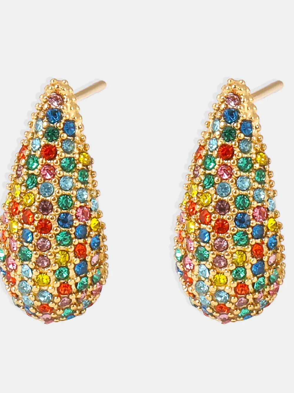 Multicolor( gold) One Size Stainless Steel Inlaid Zircon Teardrop Earrings | Earrings Daverri Fashions