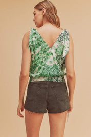 Aemi + Co Smocked Hem Printed Surplice Tank | Daverri Fashions