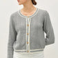 Be Cool Cable Knit Long Sleeve Contrast Edge Cardigan - DAVERRI FASHIONS