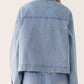 Daverri light-wash cropped oversized denim jacket with rolled cuffs