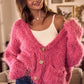 SO ME Soft Touch Hairy Loose Fit Cozy Sweater Cardigan - DAVERRI FASHIONS
