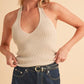 Aemi + Co Ribbed Halter Neck Cami Cami Tops