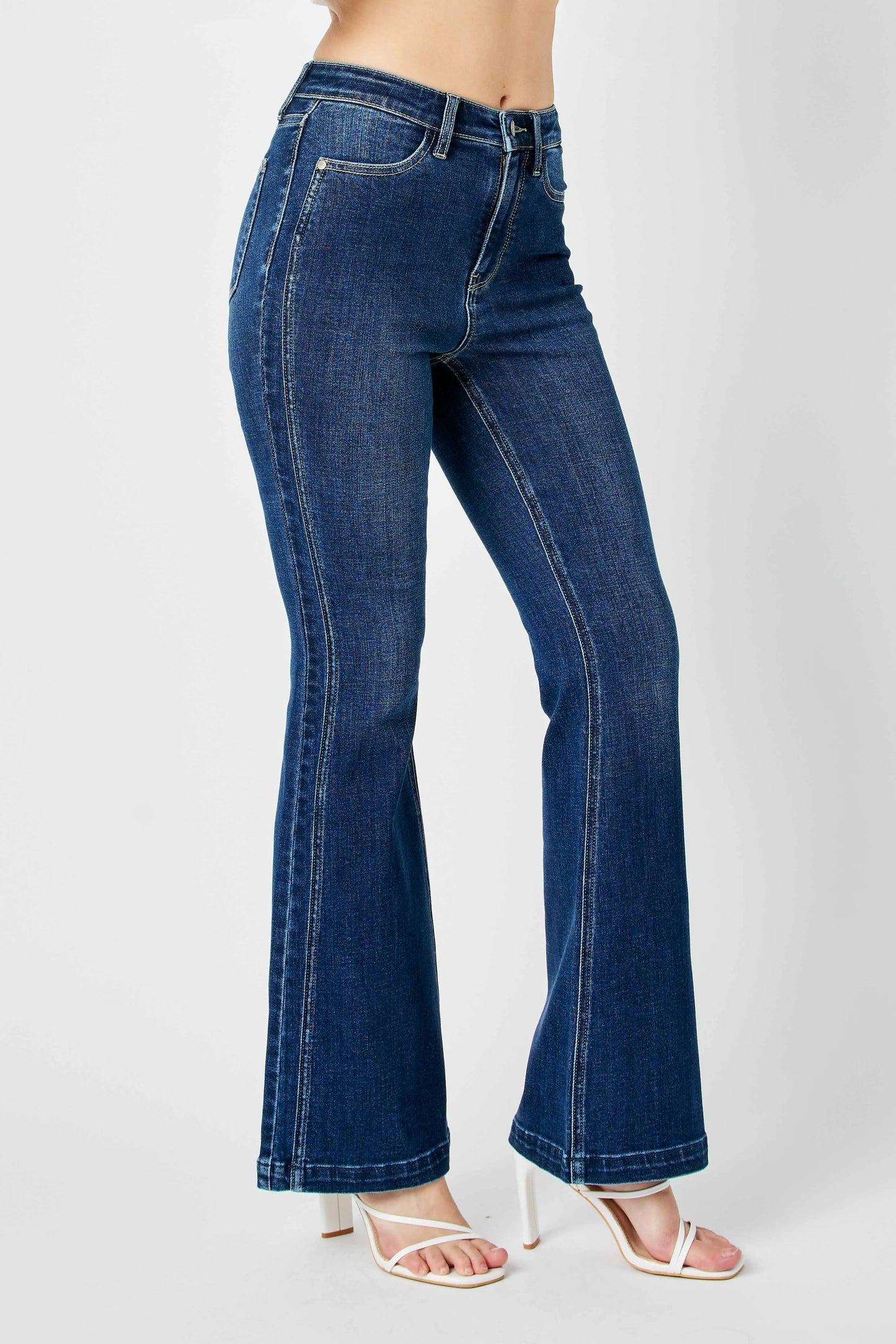Judy Blue Full Size Hw Angled Side Seam Detail Flare Jeans Plus Size Jeans