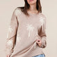VERY J Palm Tree Graphic Oversized Knit Sweater Sweaters