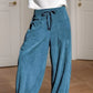 Daverri Fashions Casual Corduroy Wide Leg Pants with Pockets - DAVERRI FASHIONS