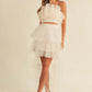 MABLE Tulle Tube Ruffle Crop Top and High Low Maxi Skirt Set Skirt Sets