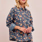 BiBi Washed Floral Print Denim Jacket Shackets